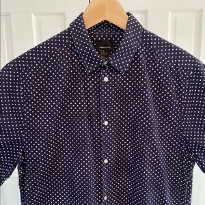 H&M / Men’s Short Sleeve Shirt / Navy Polka Dot / Medium